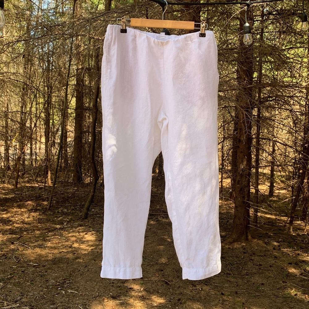 J.Jill 100% Linen White Capris Size M tall